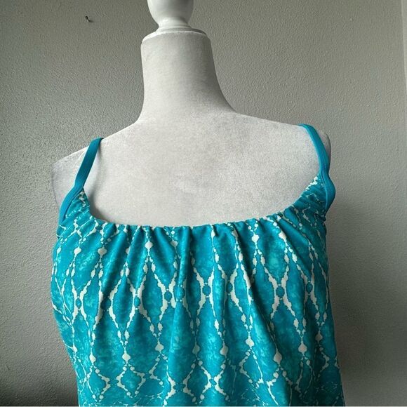 Ocean Avenue Swimwear Tankini Turquoise Blue White SZ M - Picture 3 of 15